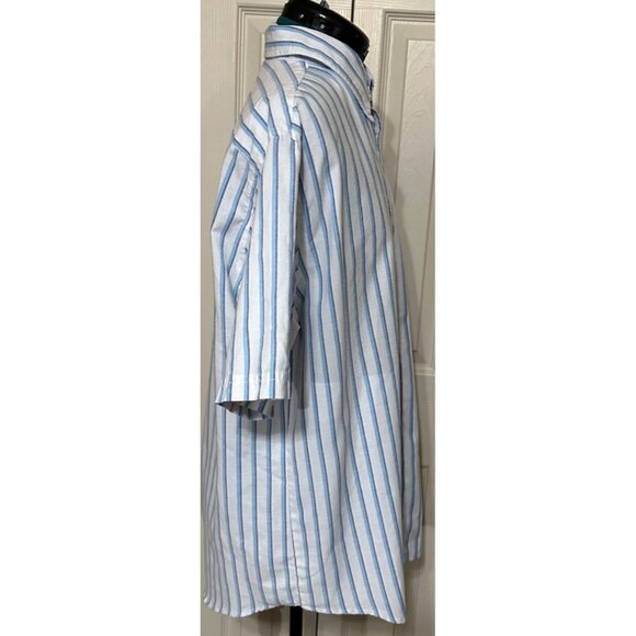 Men's Croft & Barrow Striped Button-Down White Dress Shirt Cotton Blend Size L - Picture 15 of 16